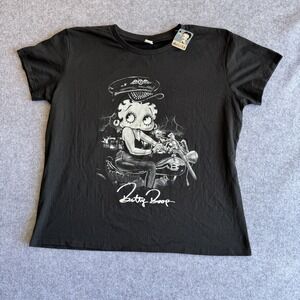 Brisco‎ Brands Betty Boop Motorcycle T-Shirt 2XL Black Graphic Cotton